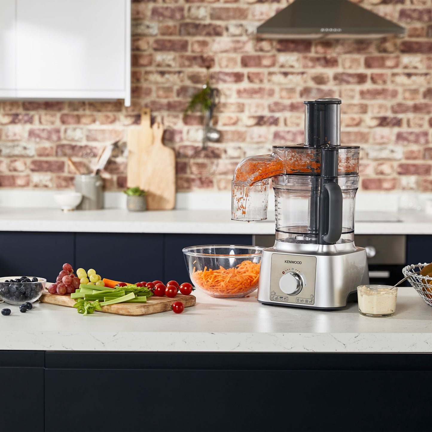 Kenwood Food Processor 1000W Multi-Functional With 3 Stainless Steel Disks, Blender, Grinder Mill, Juicer Extractor, Whisk, Dough Maker, Citrus Juicer, Express Serve/Salad Maker FDP65.880SI Silver