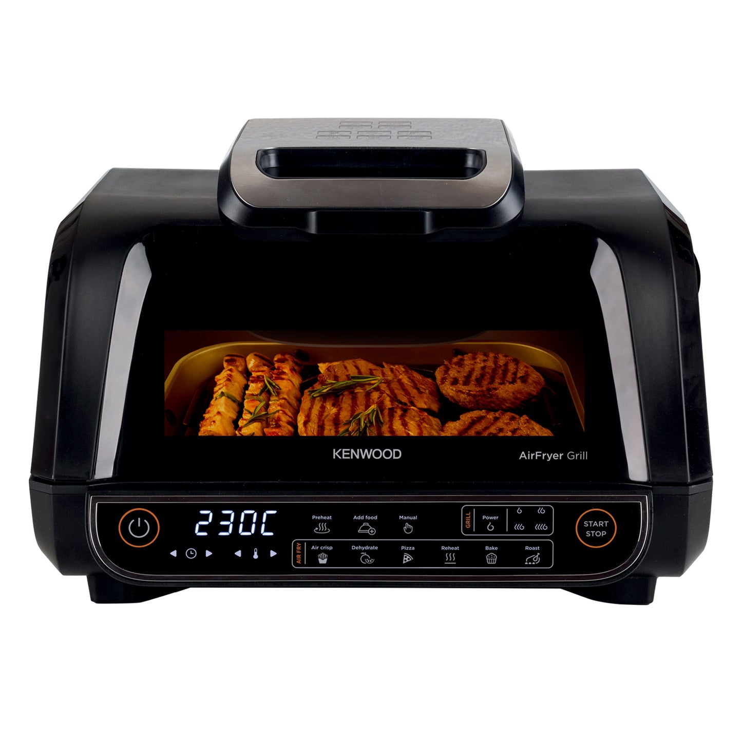 KENWOOD Grill AirFryer 2-in-1 (Air Fryer + Grill) with XXXL 8L Basket, 4 Grill Levels, 8 Preset Functions - Grill, Air Crisp, Roast, Bake, Pizza, Reheat, Dehydrate & Manual Function GHF40.000BK Black