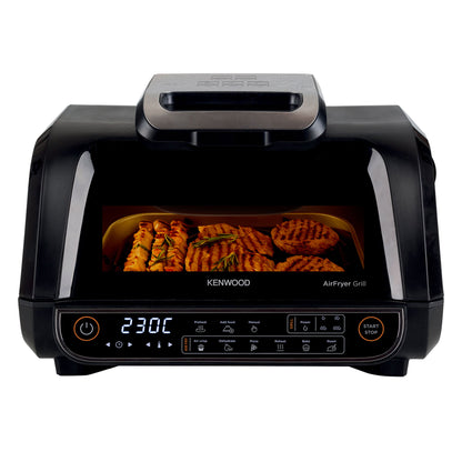 KENWOOD Grill AirFryer 2-in-1 (Air Fryer + Grill) with XXXL 8L Basket, 4 Grill Levels, 8 Preset Functions - Grill, Air Crisp, Roast, Bake, Pizza, Reheat, Dehydrate & Manual Function GHF40.000BK Black