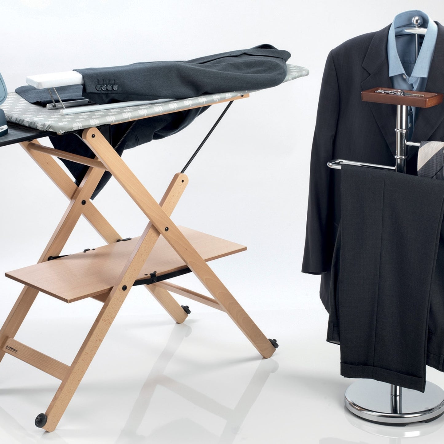 KENWOOD 2-in-1 Garment Steamer + Steam Iron 1000W with Rotary Plate, Ceramic Soleplate, LED Light GSP40.000WB White/Blue