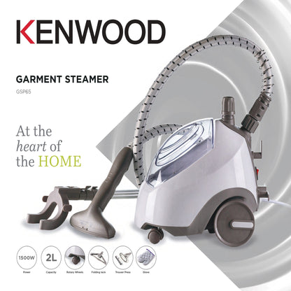 Kenwood GSP65 Garment Steamer – 1,500 W | 2 L Tank | Color Options: Black (GSP65.500BK) • White (GSP65.000WH) • Pink (GSP65.500PK)