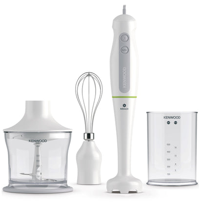 Kenwood Hand Blender 600W With 500Ml Chopper, 500Ml Beaker, Whisk, Triblade Technology Hdp104Wg White