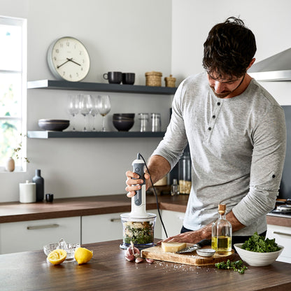 Kenwood Hand Blender 800W With 500Ml Chopper, 750Ml Beaker, Whisk, Puree/Masher, Soup XL, Stainless Steel Wand, Triblade Technology Hdp406Wh White/Grey