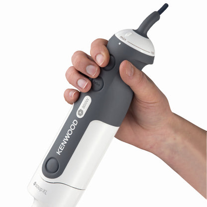 Kenwood Hand Blender 800W With 500Ml Chopper, 750Ml Beaker, Whisk, Puree/Masher, Soup XL, Stainless Steel Wand, Triblade Technology Hdp406Wh White/Grey