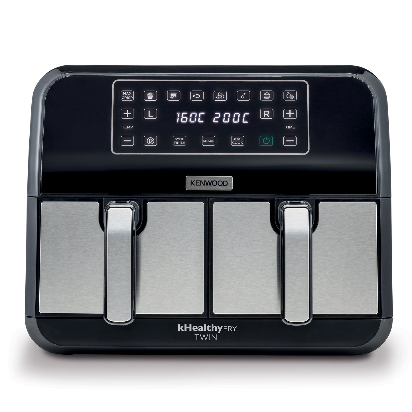 KENWOOD Digital Twin Air Fryer 1.7KG+1.7KG 4L+4L XXXL Capacity with DualZone Technology & Dual Frying Baskets for Frying, Grilling, Broiling, Roasting, Baking, Toasting & Reheating HFM75.000MB Black