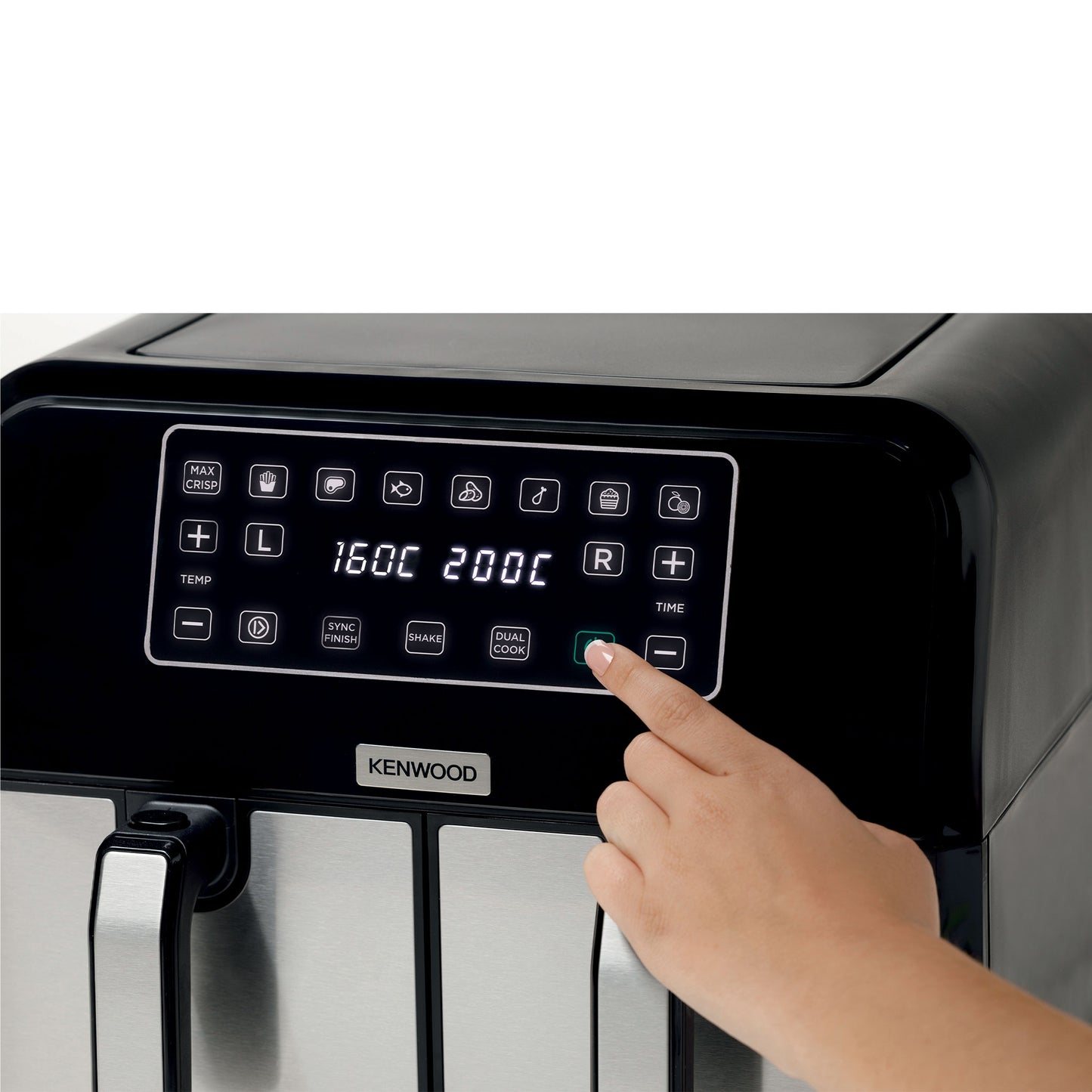 KENWOOD Digital Twin Air Fryer 1.7KG+1.7KG 4L+4L XXXL Capacity with DualZone Technology & Dual Frying Baskets for Frying, Grilling, Broiling, Roasting, Baking, Toasting & Reheating HFM75.000MB Black