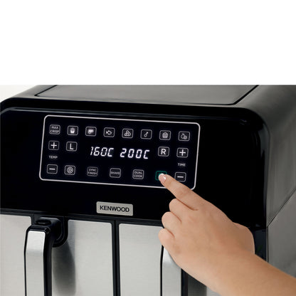 KENWOOD Digital Twin Air Fryer 1.7KG+1.7KG 4L+4L XXXL Capacity with DualZone Technology & Dual Frying Baskets for Frying, Grilling, Broiling, Roasting, Baking, Toasting & Reheating HFM75.000MB Black