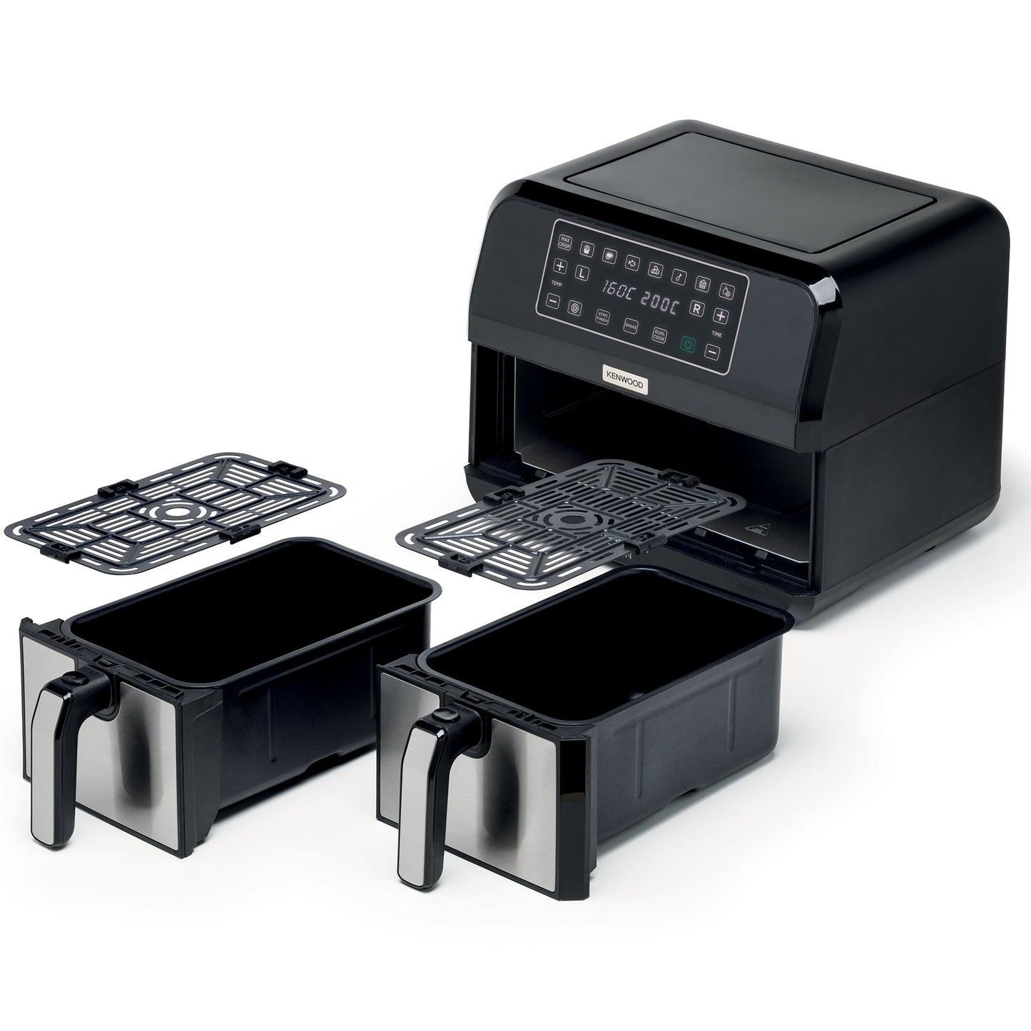 KENWOOD Digital Twin Air Fryer 1.7KG+1.7KG 4L+4L XXXL Capacity with DualZone Technology & Dual Frying Baskets for Frying, Grilling, Broiling, Roasting, Baking, Toasting & Reheating HFM75.000MB Black