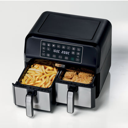 KENWOOD Digital Twin Air Fryer 1.7KG+1.7KG 4L+4L XXXL Capacity with DualZone Technology & Dual Frying Baskets for Frying, Grilling, Broiling, Roasting, Baking, Toasting & Reheating HFM75.000MB Black