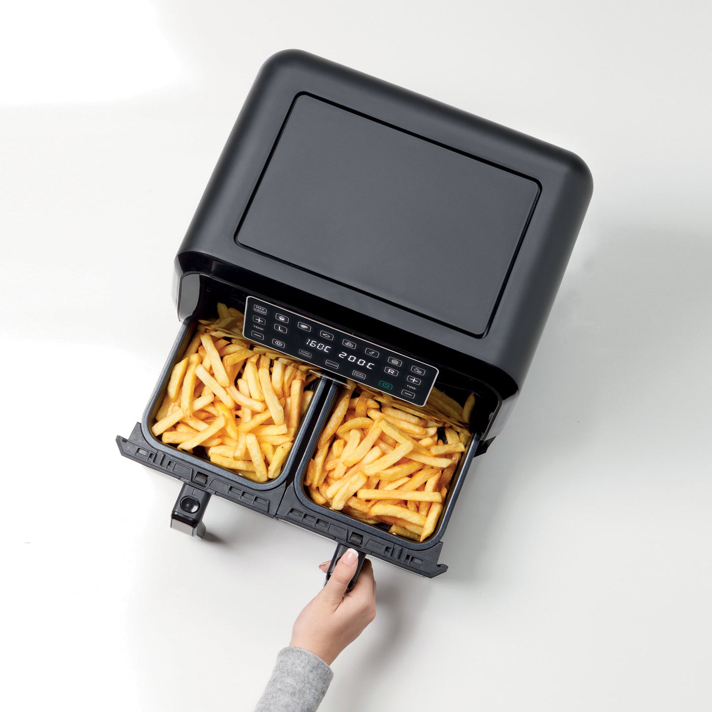 KENWOOD Digital Twin Air Fryer 1.7KG+1.7KG 4L+4L XXXL Capacity with DualZone Technology & Dual Frying Baskets for Frying, Grilling, Broiling, Roasting, Baking, Toasting & Reheating HFM75.000MB Black