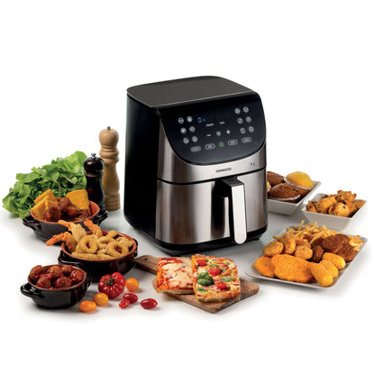 KENWOOD Digital Air Fryer XXXL 7L 2.8KG 1800W with Max Crisp Function, Recipe Book, Rapid Hot Air Circulation for Frying, Grilling, Broiling, Roasting, Baking and Toasting HFM80.000SS Silver/Black