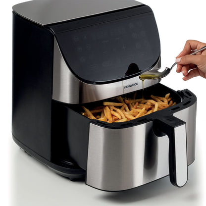 KENWOOD Digital Air Fryer XXXL 7L 2.8KG 1800W with Max Crisp Function, Recipe Book, Rapid Hot Air Circulation for Frying, Grilling, Broiling, Roasting, Baking and Toasting HFM80.000SS Silver/Black