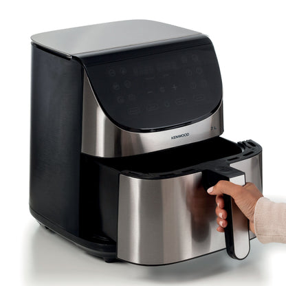 KENWOOD Digital Air Fryer XXXL 7L 2.8KG 1800W with Max Crisp Function, Recipe Book, Rapid Hot Air Circulation for Frying, Grilling, Broiling, Roasting, Baking and Toasting HFM80.000SS Silver/Black