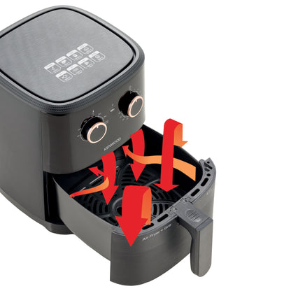 KENWOOD Airfryer + Grill XL 4.5L 1300W Air Fryer with Grill Function, Recipe Book, Rapid Hot Air Circulation for Frying, Grilling, Broiling, Roasting, Baking and Toasting HFP40.000BK Black