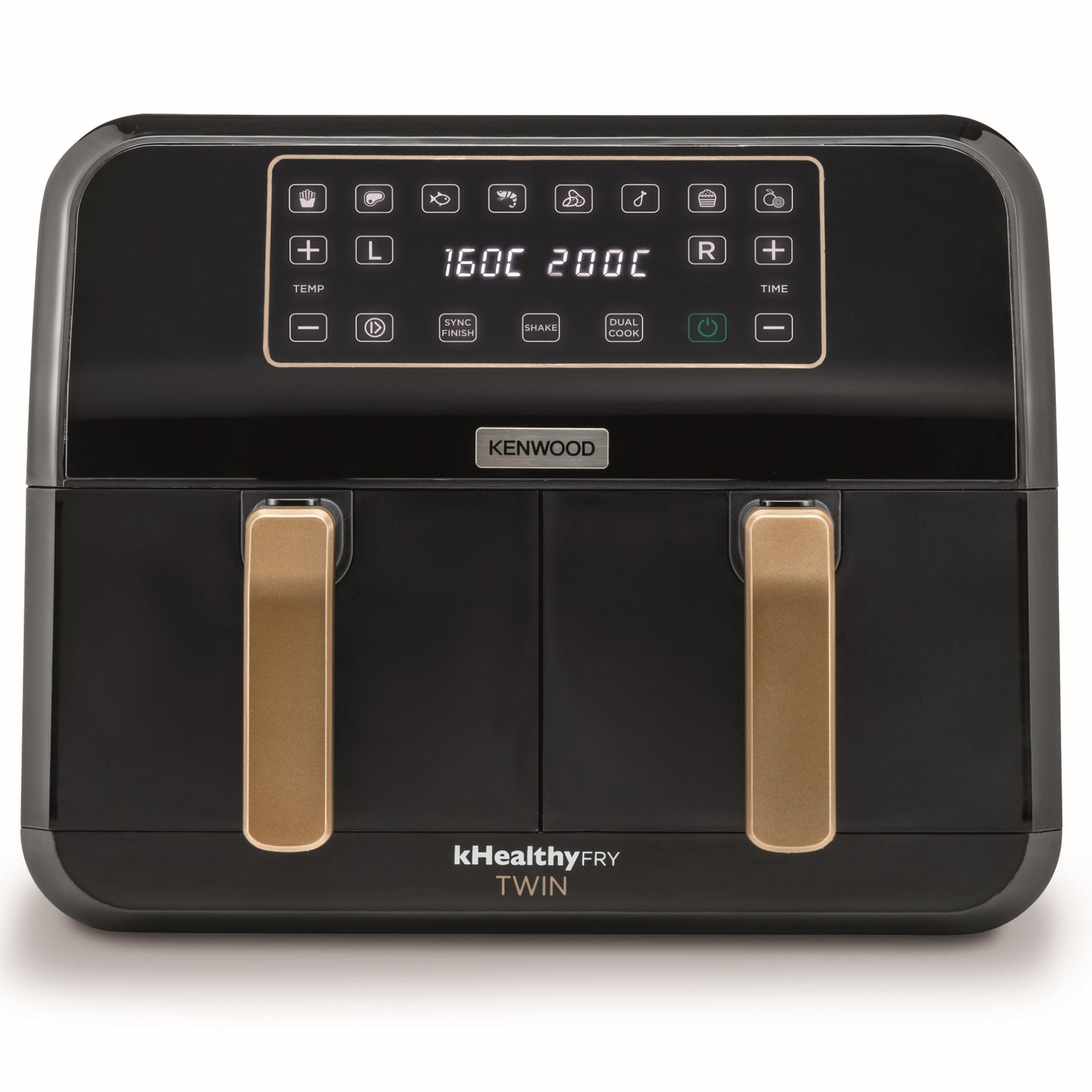 KENWOOD Digital Twin Air Fryer 1.7KG+1.7KG 4L+4L XXXL Capacity with DualZone Technology & Dual Frying Baskets for Frying, Grilling, Broiling, Roasting, Baking, Toasting & Reheating HFP70.000BK Black