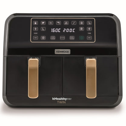 KENWOOD Digital Twin Air Fryer 1.7KG+1.7KG 4L+4L XXXL Capacity with DualZone Technology & Dual Frying Baskets for Frying, Grilling, Broiling, Roasting, Baking, Toasting & Reheating HFP70.000BK Black