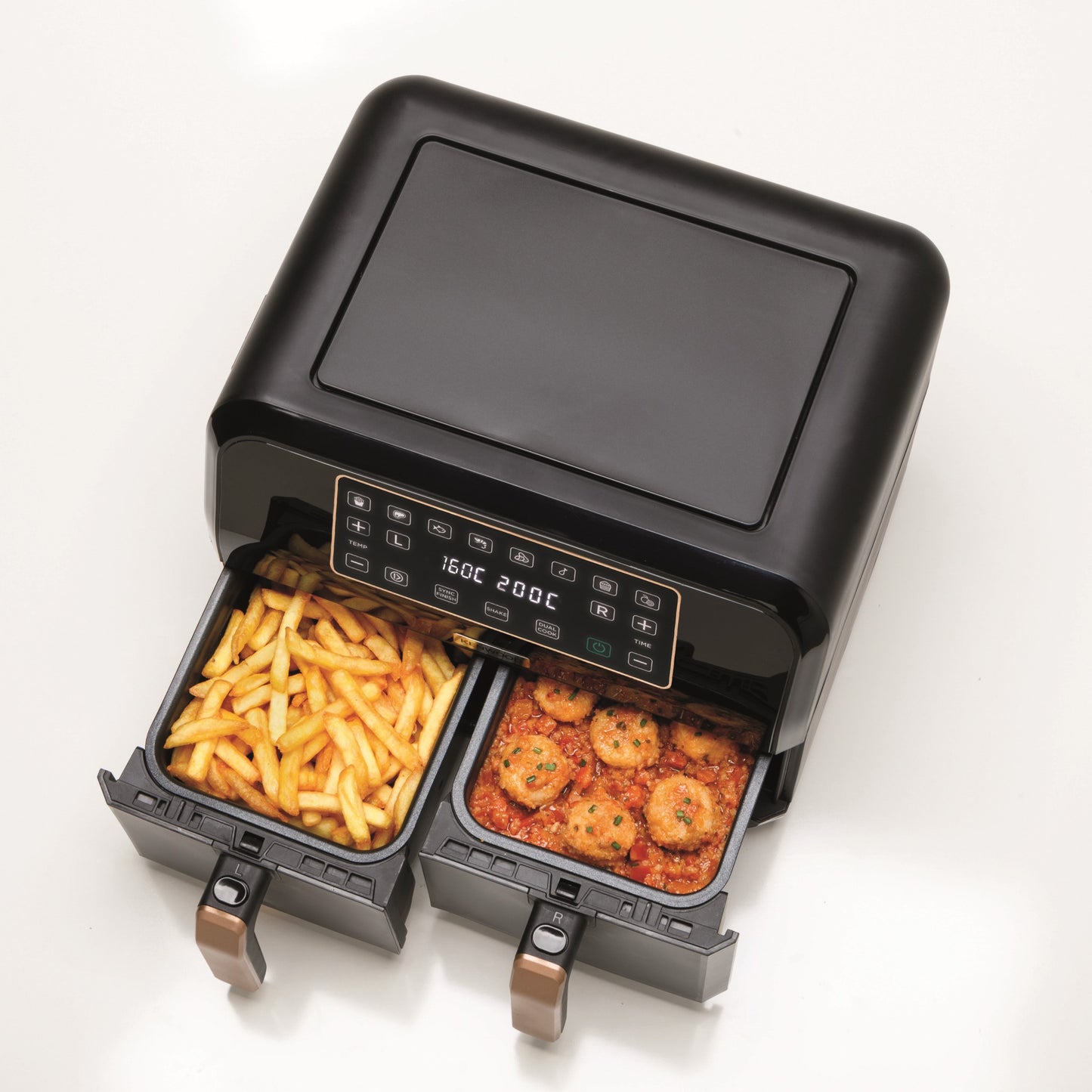 KENWOOD Digital Twin Air Fryer 1.7KG+1.7KG 4L+4L XXXL Capacity with DualZone Technology & Dual Frying Baskets for Frying, Grilling, Broiling, Roasting, Baking, Toasting & Reheating HFP70.000BK Black