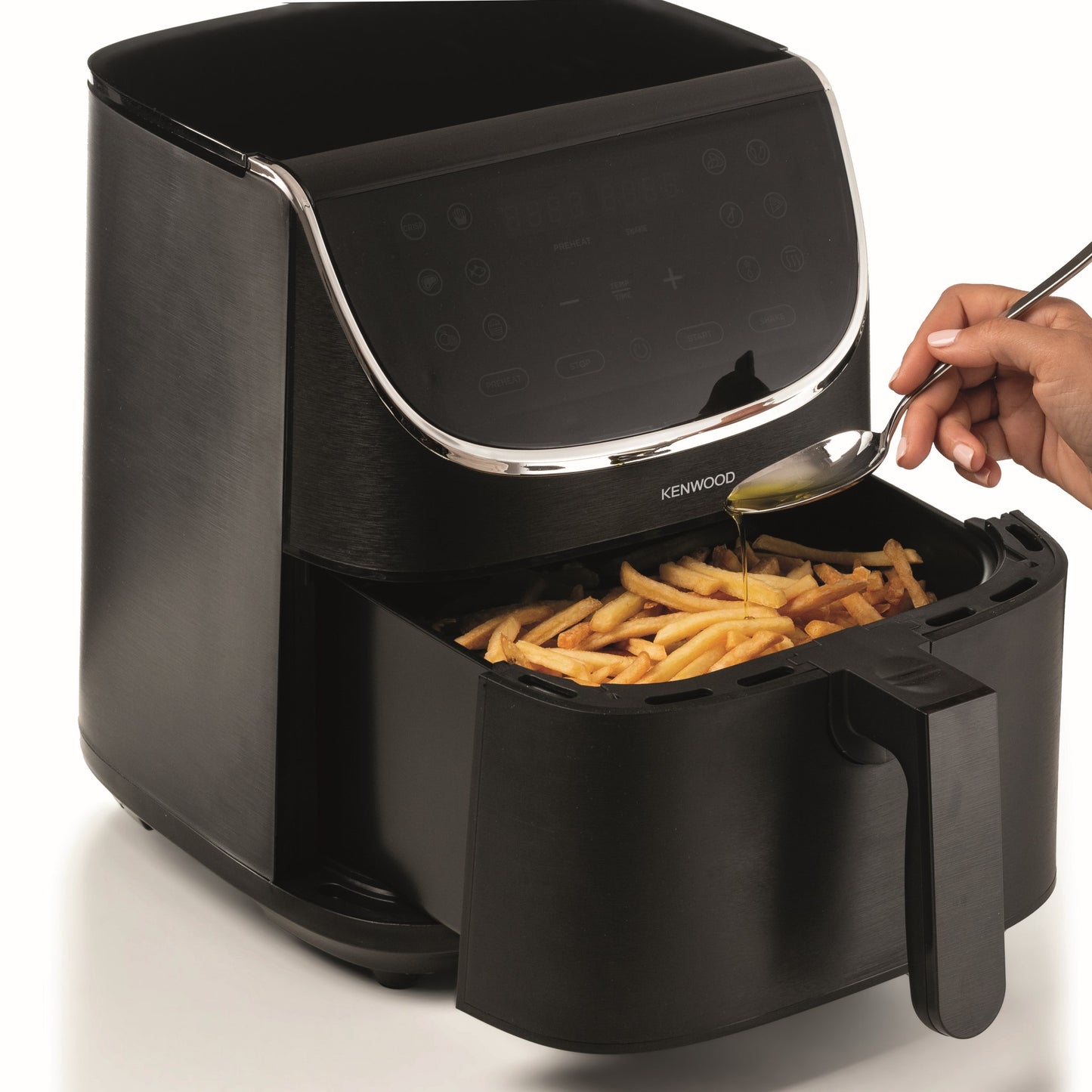 KENWOOD Digital Air Fryer XXXL 7L 2.8KG 1800W with Max Crisp Function, Recipe Book, Rapid Hot Air Circulation for Frying, Grilling, Broiling, Roasting, Baking and Toasting HFP80.000BK Black