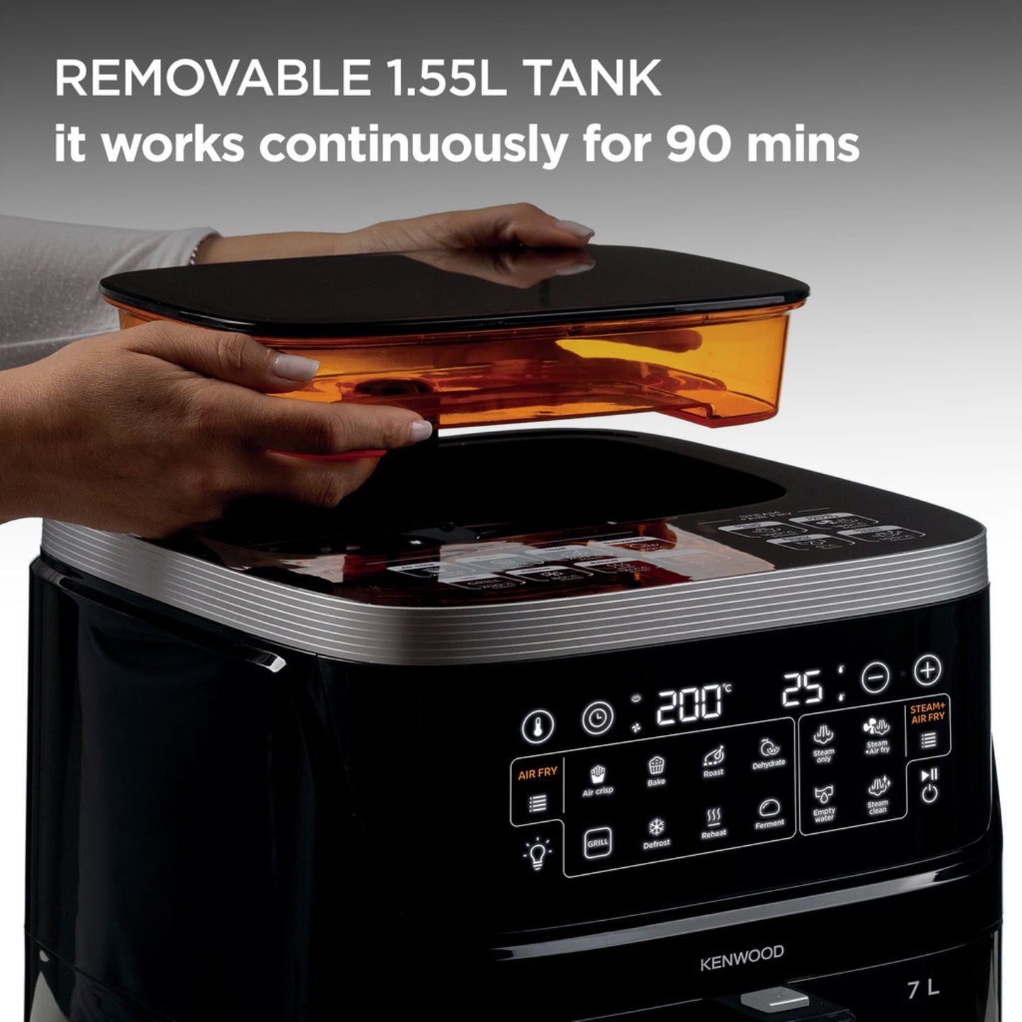 Kenwood 3-in-1 Air Fryer and Steamer  with Window, 7 Liter Capacity HFS92.000BK Black