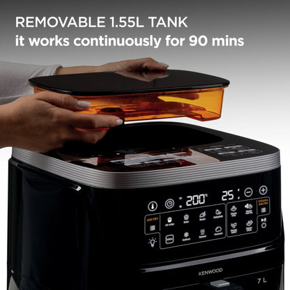 Kenwood 3-in-1 Air Fryer and Steamer  with Window, 7 Liter Capacity HFS92.000BK Black
