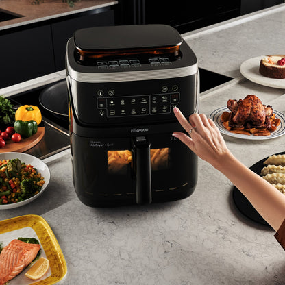Kenwood 3-in-1 Air Fryer and Steamer  with Window, 7 Liter Capacity HFS92.000BK Black