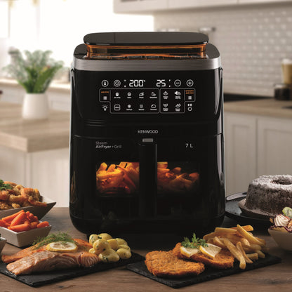 Kenwood 3-in-1 Air Fryer and Steamer  with Window, 7 Liter Capacity HFS92.000BK Black