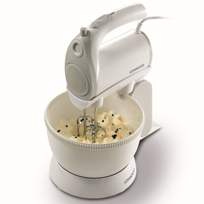 Kenwood Stand Mixer Hand (Electric Whisk) 300W With 2.4L Rotary Bowl, 5 Speeds + Turbo Button, Twin Stainless Steel Kneader And Beater For Mixing, Whipping, Whisking, Kneading HMP22.000Wh White