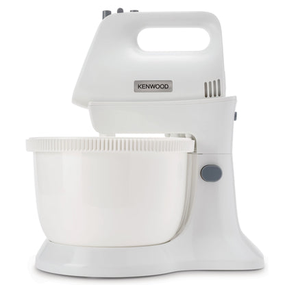 KENWOOD Stand Mixer Hand Mixer (Electric Whisk) 450W with 3.4L Rotary Bowl, 5 Speeds + Turbo Button, Twin Stainless Steel Kneader and Beater for Mixing, Whipping, Whisking, Kneading HMP32.A0WH White