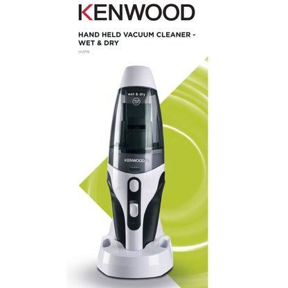 Kenwood Wet & Dry Cordless Handheld Vacuum Cleaner With 14.8V Lithium-Ion Battery, 500Ml Dust Capacity, 120Ml Liquid Capacity For Home, Office And Car Hvp19.000Bw Black/White