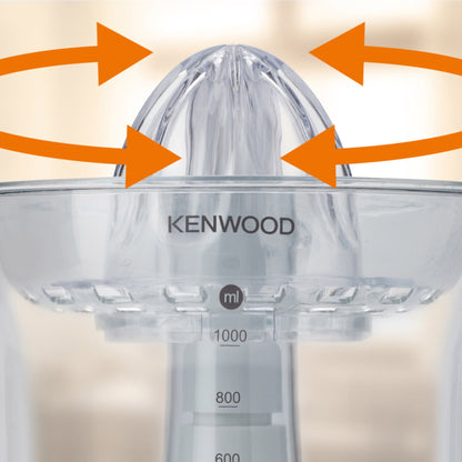 KENWOOD Citrus Juicer 40W Juice Extractor with 1L Transparent Juice Jug, Dust Cover, 2 Way Rotation, Cord Storage for Home, Office, Restaurant & Cafeteria JE280A White/Clear