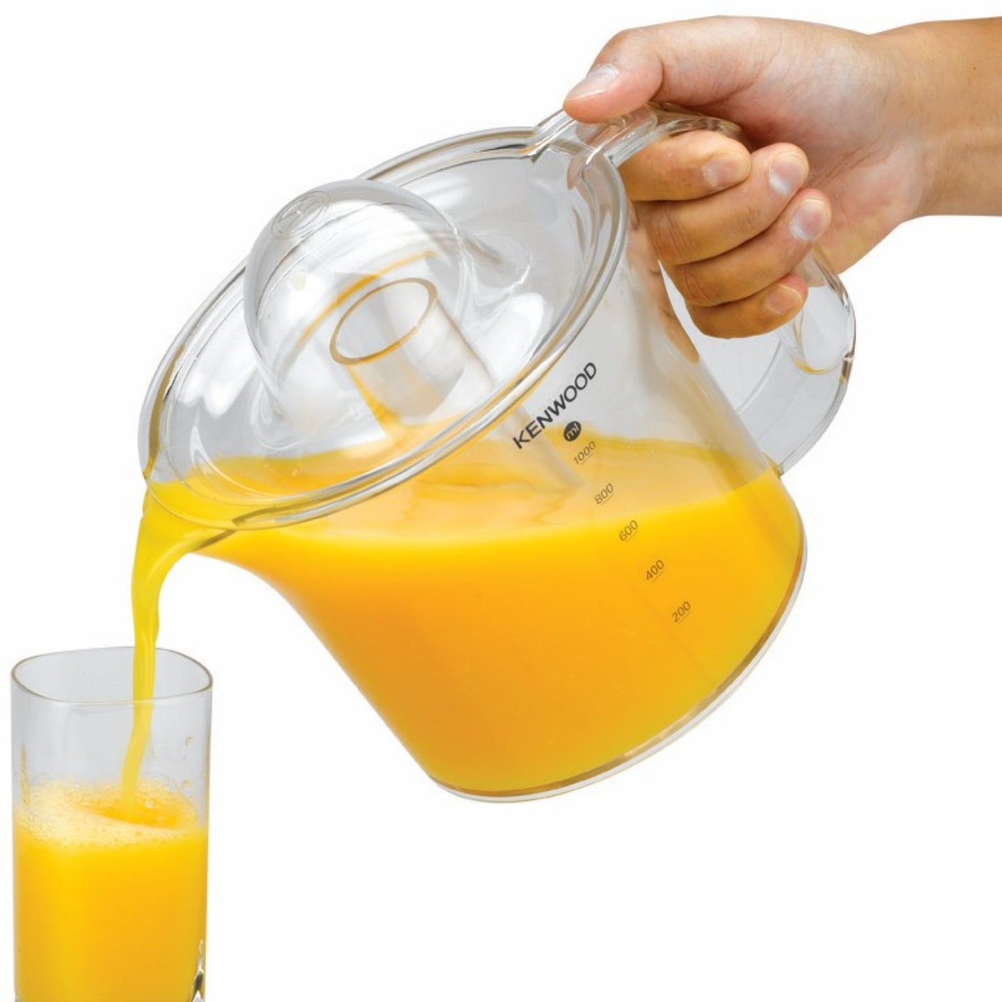 KENWOOD Citrus Juicer 40W Juice Extractor with 1L Transparent Juice Jug, Dust Cover, 2 Way Rotation, Cord Storage for Home, Office, Restaurant & Cafeteria JE280A White/Clear