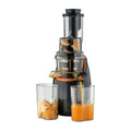 KENWOOD Slow Juicer Cold Press 200W Juice Extractor with 65mm Wide Feed Tube, 1 Speed + Reverse, Jug, Pulp Container, Anti Drip, Cleaning Brush, Food Pusher/Tamper JMP65.000GO Grey/Orange