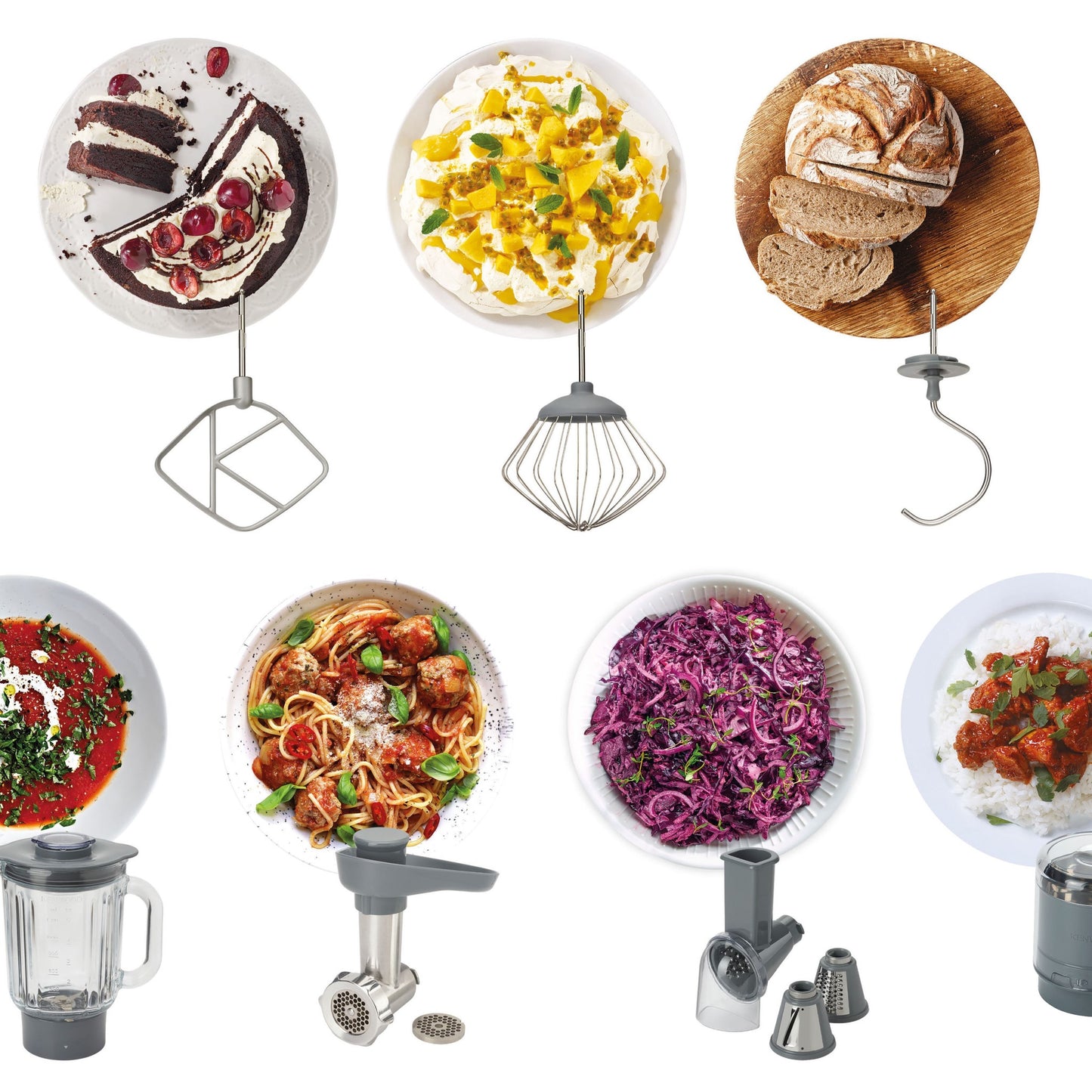 KENWOOD Stand Mixer Kitchen Machine PROSPERO+ 1000W with 4.3L Stainless Steel Bowl,K-Beater,Whisk,Dough Hook,Blender,Meat Grinder,Roto Food Cutter, Multi Mill KHC29.Q0SI Silver