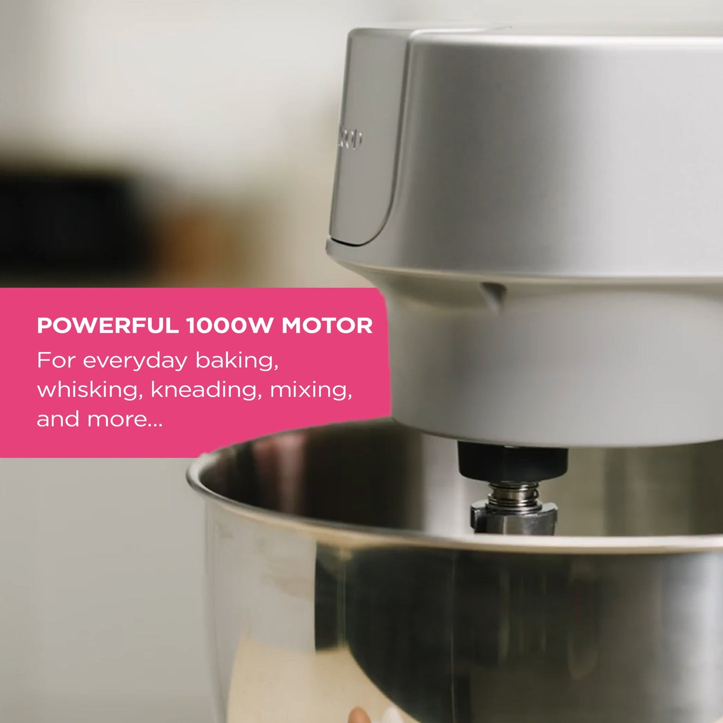 KENWOOD Stand Mixer Kitchen Machine HOMEBAKE 1000W with 5.0L Stainless Steel Bowl, K-Beater, Whisk, Dough Hook, KHH01.000SI Silver