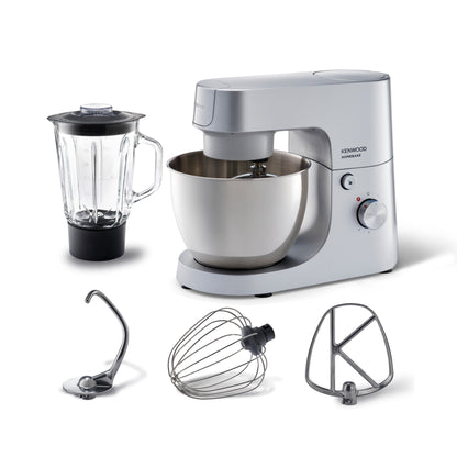 KENWOOD Stand Mixer HOMEBAKE Kitchen Machine 1400W with Blender, 5L Stainless Steel Bowl, K-Beater, Whisk, Dough Hook, Splash Guard KHH01.120SI Silver