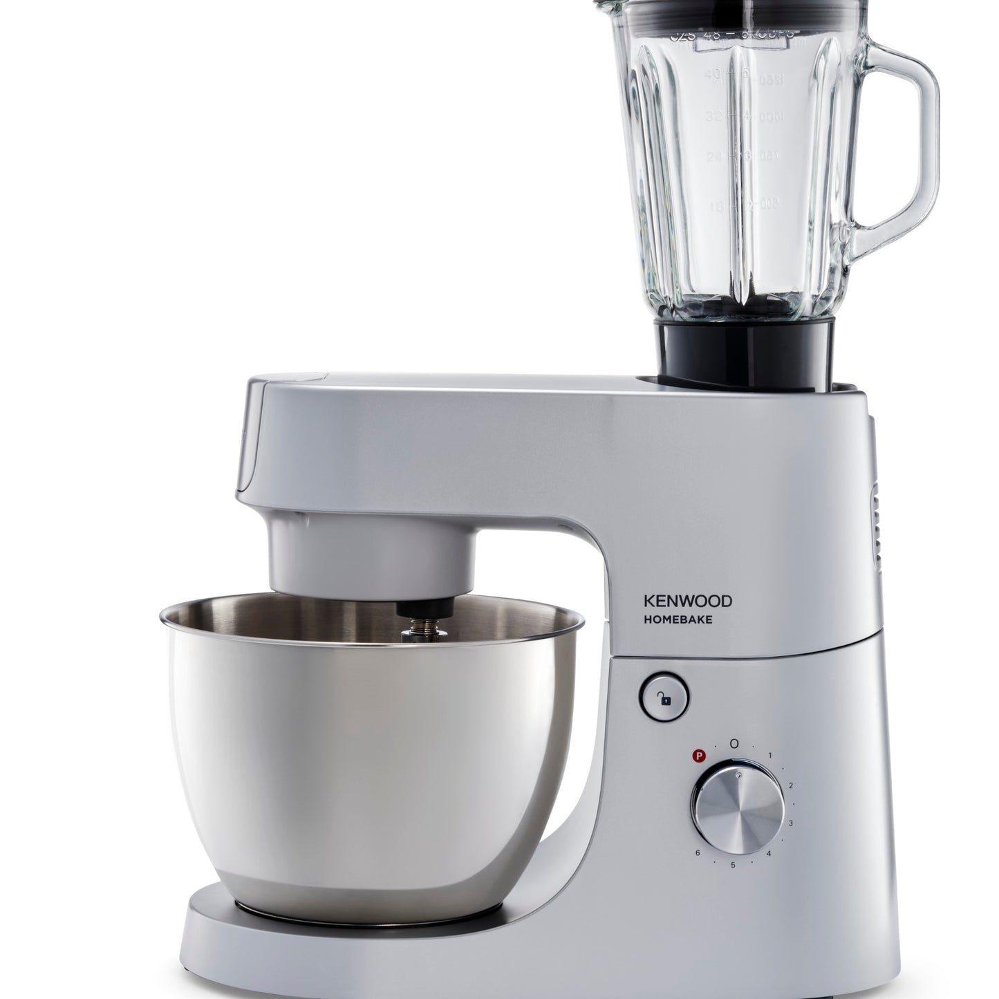 KENWOOD Stand Mixer HOMEBAKE Kitchen Machine 1400W with Blender, 5L Stainless Steel Bowl, K-Beater, Whisk, Dough Hook, Splash Guard KHH01.120SI Silver
