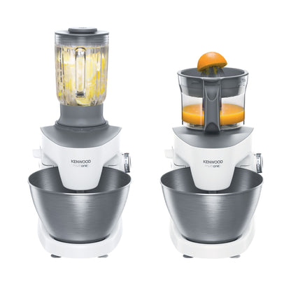 KENWOOD Stand Mixer Kitchen Machine MULTIONE 1000W with 4.3L Stainless Steel Bowl, K-Beater, Whisk, Dough Hook, Glass Blender, Food Processor, Meat Grinder, Juicer, Citrus Juicer KHH326WH White