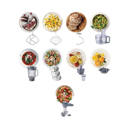 KENWOOD Stand Mixer Kitchen Machine PROSPERO 900W with 4.3L Stainless Steel Bowl, K-Beater, Whisk, Dough Hook, Glass Blender, Meat Grinder, Food Processor, Juicer, Citrus Juicer KM241002 Red