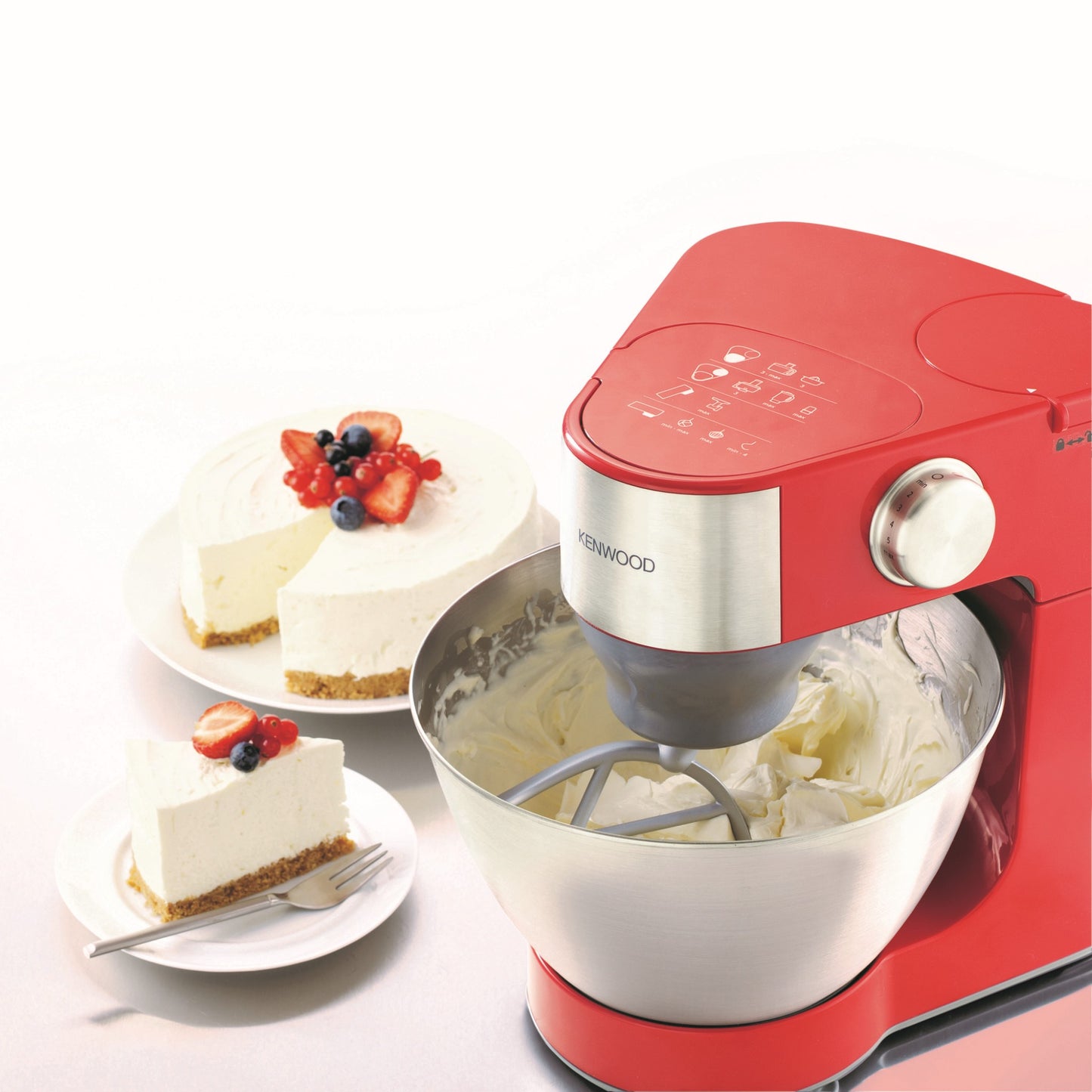 KENWOOD Stand Mixer Kitchen Machine PROSPERO 900W with 4.3L Stainless Steel Bowl, K-Beater, Whisk, Dough Hook, Glass Blender, Meat Grinder, Food Processor, Juicer, Citrus Juicer KM241002 Red
