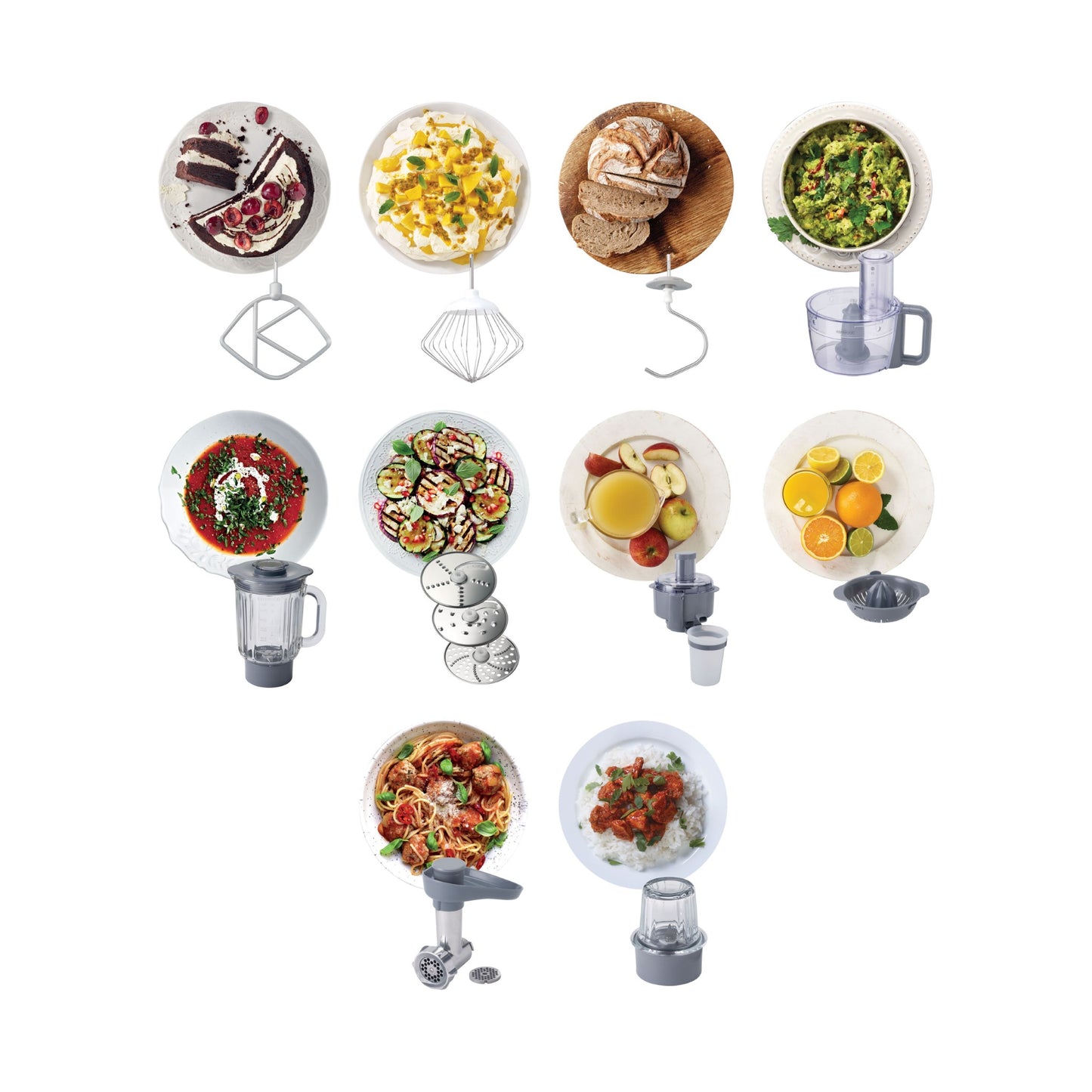 KENWOOD Stand Mixer Kitchen Machine PROSPERO 900W with 4.3L Stainless Steel Bowl, K-Beater, Whisk, Dough Hook, Glass Blender, Meat Grinder, Food Processor,Juicer,Citrus Juicer, Multi Mill KM287 Silver