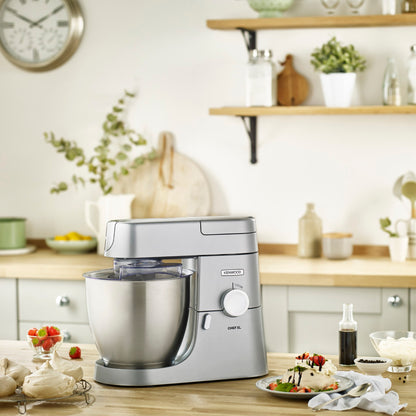 KENWOOD Stand Mixer Kitchen Machine Metal Body CHEF XL 1200W with 6.7L Stainless Steel Bowl, K-Beater, Whisk, Dough Hook, Blender KVL4110S Silver