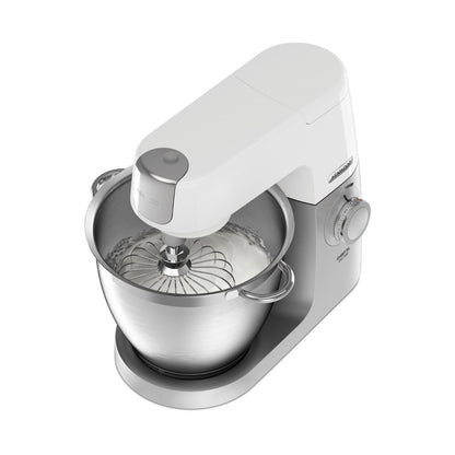 KENWOOD Stand Mixer Kitchen Machine Metal Body CHEF XL SENSE 1400W with 6.7L Stainless Steel Bowl, K-Beater, Whisk, Dough Hook, Folding Tool, Meat Grinder, Food Processor KVL6140T Silver/White