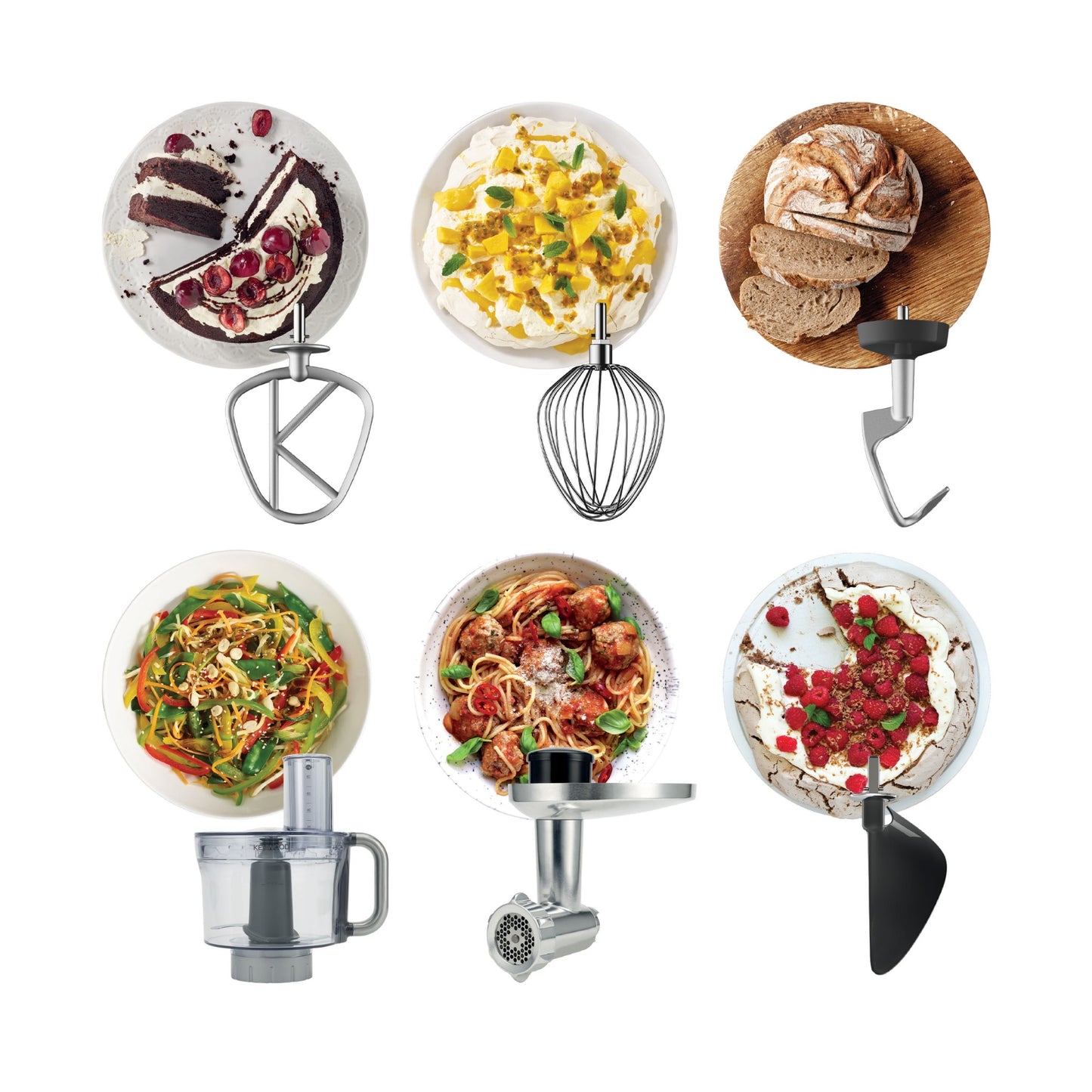 KENWOOD Stand Mixer Kitchen Machine Metal Body CHEF XL SENSE 1400W with 6.7L Stainless Steel Bowl, K-Beater, Whisk, Dough Hook, Folding Tool, Meat Grinder, Food Processor KVL6140T Silver/White