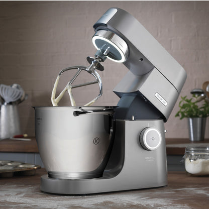 KENWOOD Stand Mixer Kitchen Machine Metal Body CHEF XL TITANIUM 1700W with 6.7L SS Bowl, 5 Tool Attachments, Glass Blender, Meat Grinder, Multi Mill KVL8430S Silver