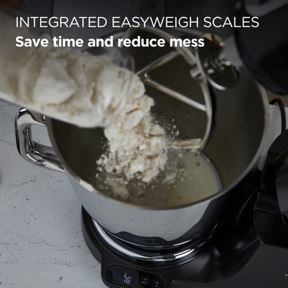 KENWOOD Stand Mixer Metal Body Kitchen Machine TITANIUM CHEF BAKER XL with Built-in Weighing Scale, DuoBowl (7L + 5L SS Bowl), K-Beater, Whisk, Dough Hook, Creaming Beater KVL85.004BK Black