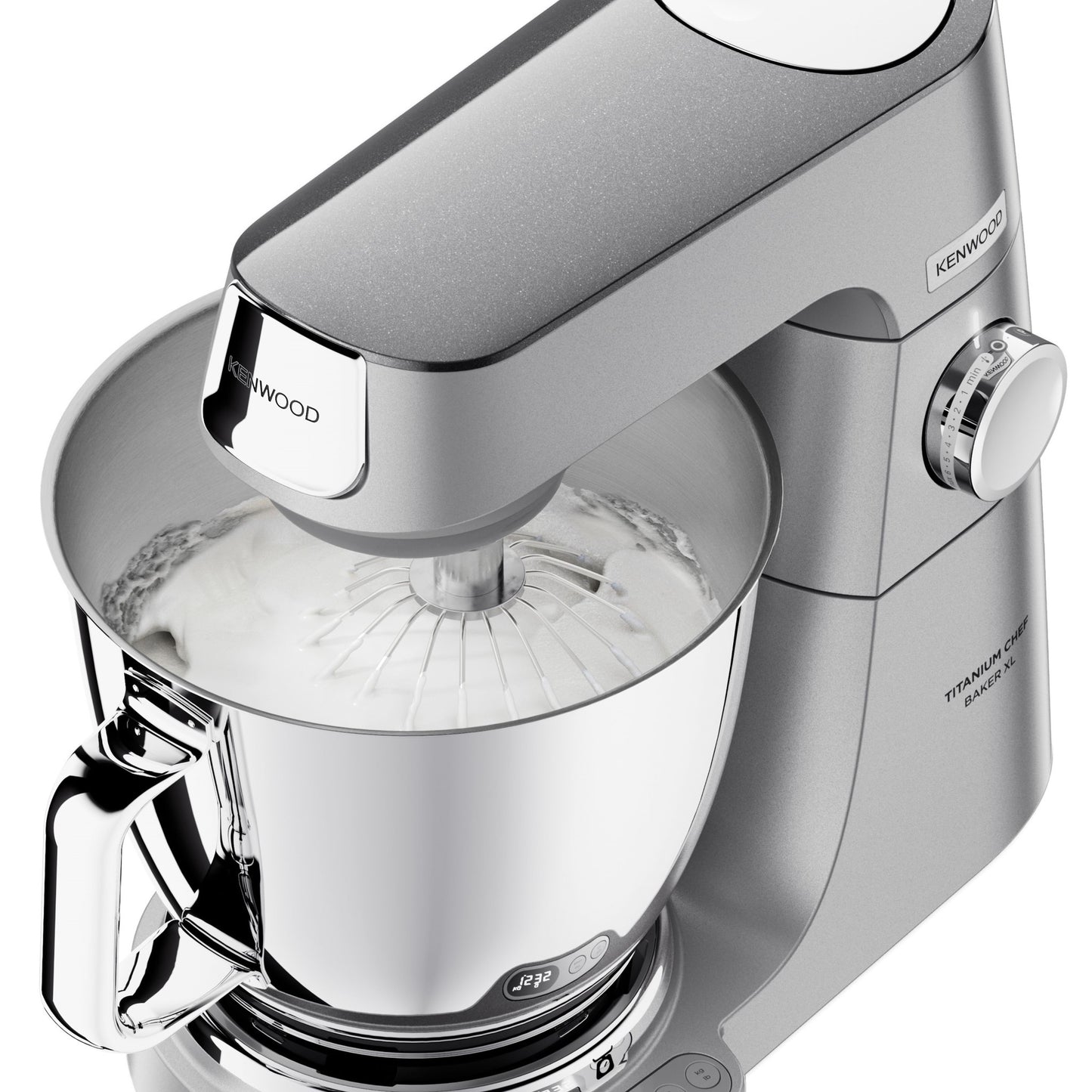 KENWOOD Stand Mixer Metal Body Kitchen Machine TITANIUM CHEF BAKER XL with Built-in Weighing Scale, DuoBowl, 4 Tools, Glass Blender, Meat Grinder, Multi Mill KVL85.344SI Silver