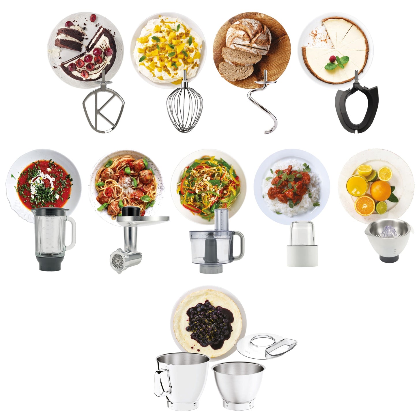 KENWOOD Metal Body Kitchen Machine TITANIUM CHEF BAKER XL with Built-in Weighing Scale, DuoBowl, 4 Tools, Glass Blender, Meat Grinder, Food Processor, Citrus Juicer, Multi Mill KVL85.704SI Silver