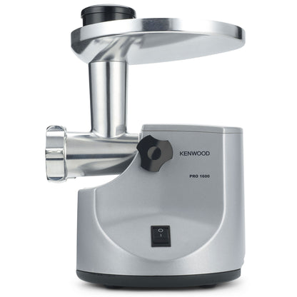 KENWOOD Meat Grinder 1600W Powerful Metal Body Meat Mincer with Kibbeh Maker, Sausage Maker, Feed Tube Pusher, 3 Stainless Steel Screens for Fine, Medium & Coarse Results MG510 Silver
