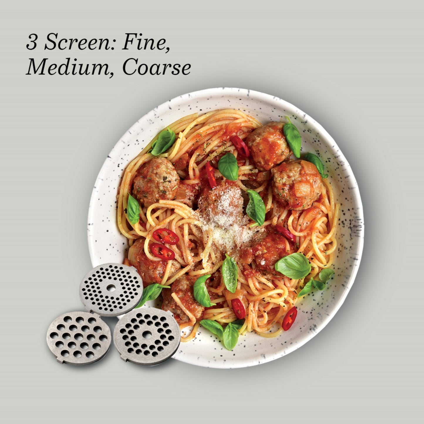 KENWOOD Meat Grinder 2100W Meat Mincer with Kibbeh Maker, Sausage Maker, Biscuit Attachment, Feed Tube Pusher, 3 Stainless Steel Screens for Fine, Medium & Coarse Results MGP40.000WH White