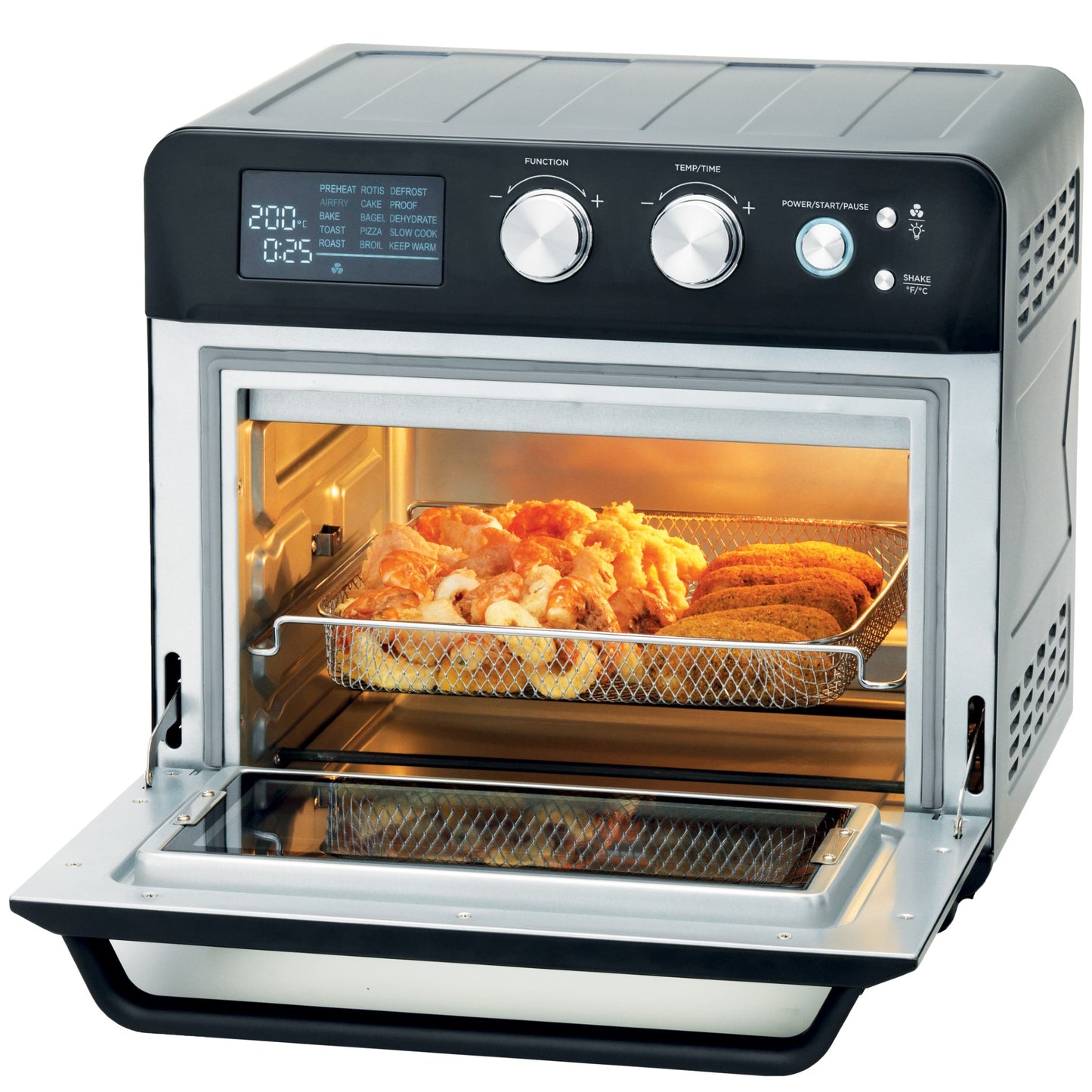 Kenwood 2-in-1 25L Toaster Oven+Air Fryer - Oven Toaster Grill with Large Capacity, Rotisserie Function for Frying, Roasting, Grilling, Broiling, Baking, Browning, Defrosting, Heating MOA25.600BK Black